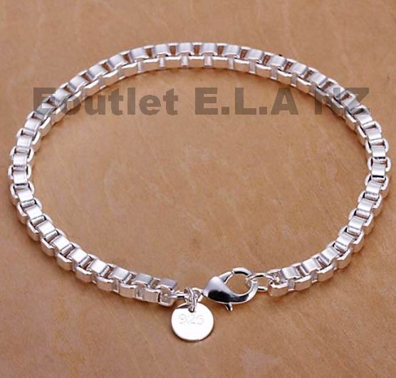 4MM WIDE BOX LINK SILVER BRACELET-20cm